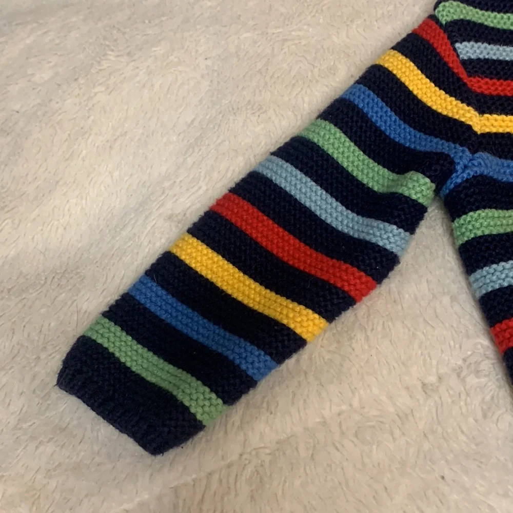 GAP Baby Striped Cardigan Hooded Sweater EUC 3-6M Blue Yellow Red Green